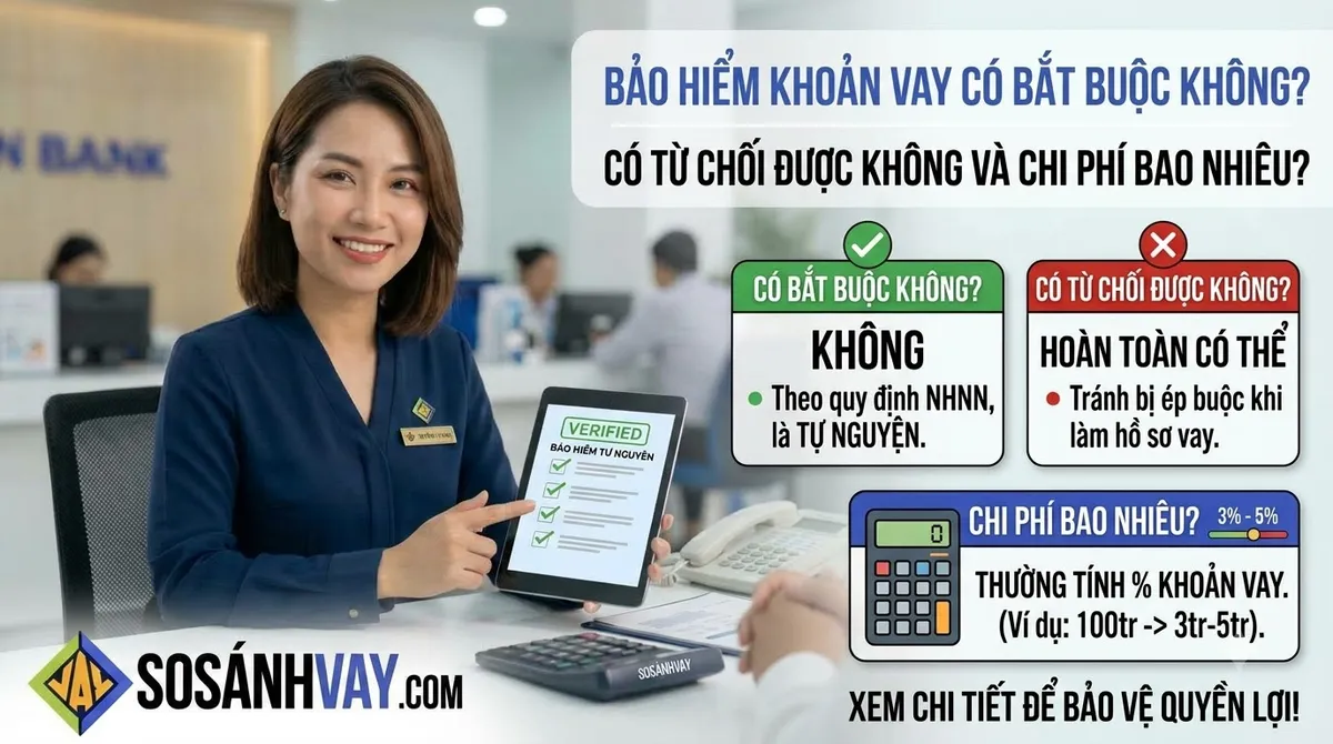 Bảo hiểm khoản vay có bắt buộc không? Phí bao nhiêu và cách từ chối đúng luậ