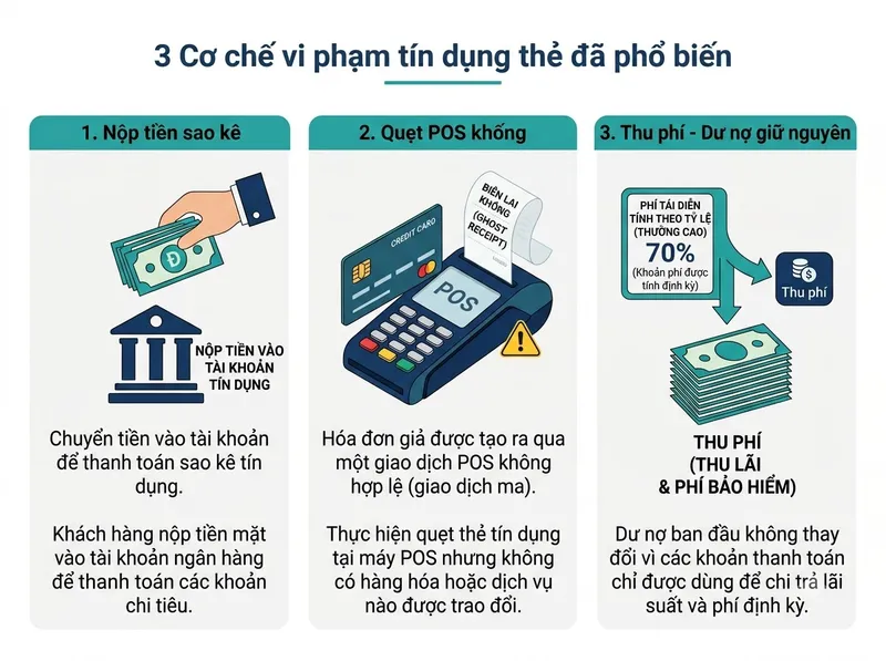 Sơ đồ 3 bước dòng tiền đáo hạn thẻ