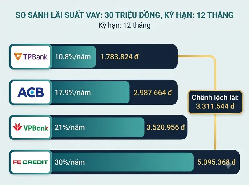Trực quan hóa chênh lệch lãi