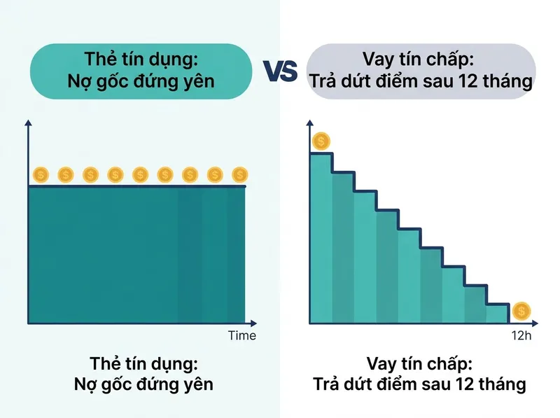 So sánh cơ chế trả nợ thẻ và vay trả góp