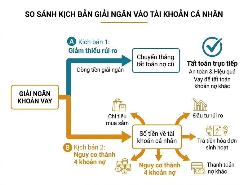 Sơ đồ dòng tiền giải ngân tất toán nợ cũ