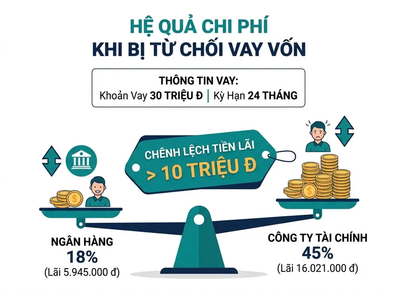 So sánh chênh lệch tiền lãi giữa ngân hàng và công ty tài chính khi nộp hồ sơ vội