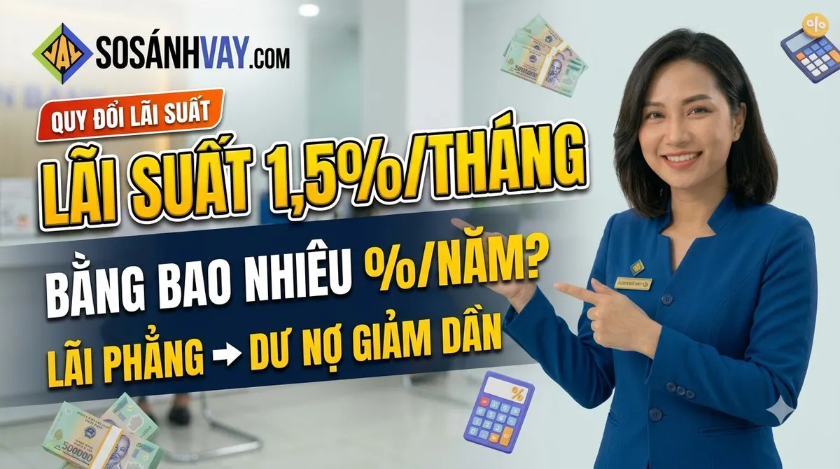 Lãi suất 1,5%/tháng là bao nhiêu một năm: Phân biệt cách tính theo dư nợ gốc và dư nợ giảm dần