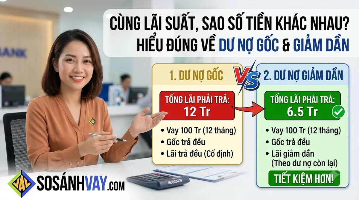 Lãi suất dư nợ gốc và dư nợ giảm dần