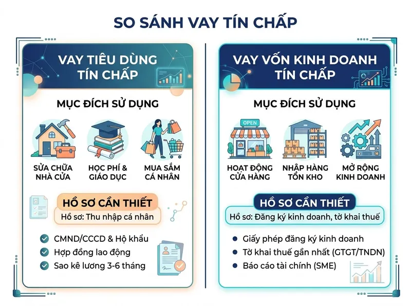 Phân biệt vay tiêu dùng tín chấp và vay vốn kinh doanh tín chấp