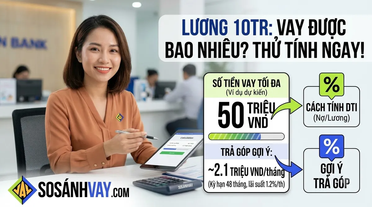 Lương 10 triệu vay tín chấp được bao nhiêu
