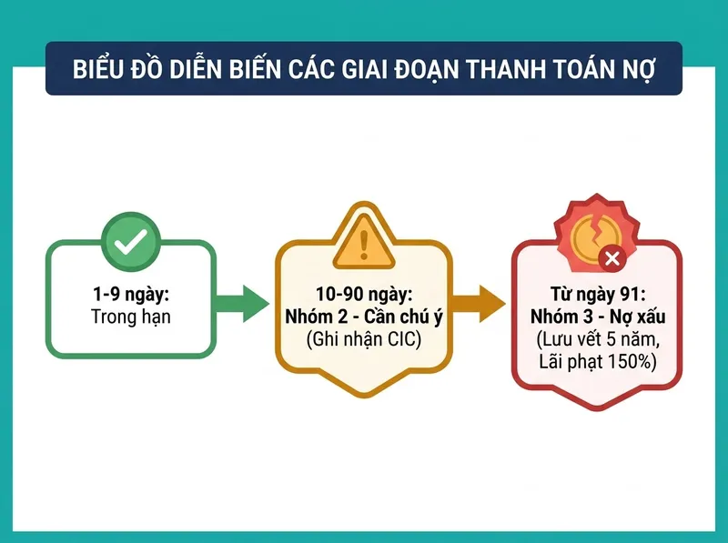 Các mốc ngày quá hạn và phân loại nhóm nợ CIC theo Thông tư 31/2024