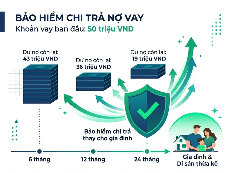 Dư nợ còn lại của khoản vay 50 triệu và vai trò chi trả của bảo hiểm khoản vay