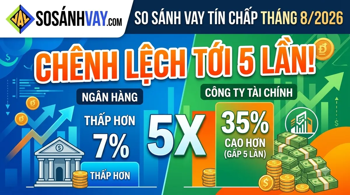 So sánh lãi suất vay tín chấp tháng 8-2026