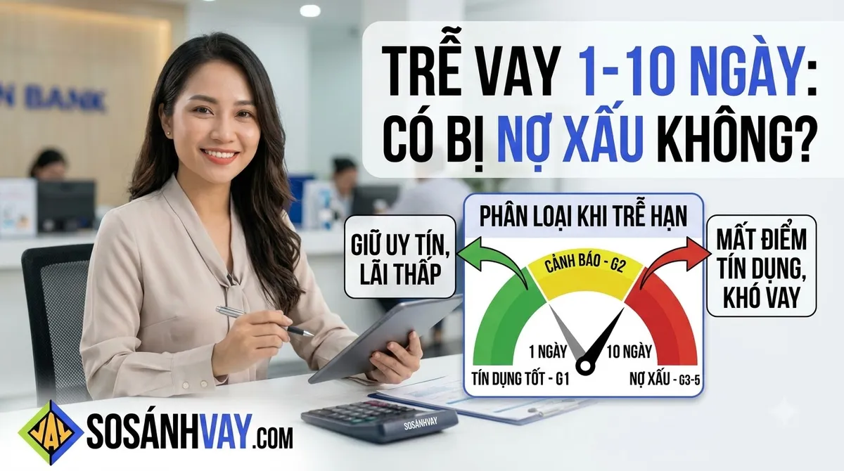 Trả chậm khoản vay 1 ngày 10 ngày có bị nợ xấu không