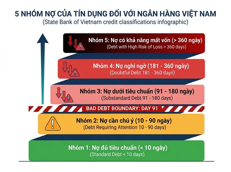 Bảng 5 nhóm nợ theo quy định Ngân hàng Nhà nước