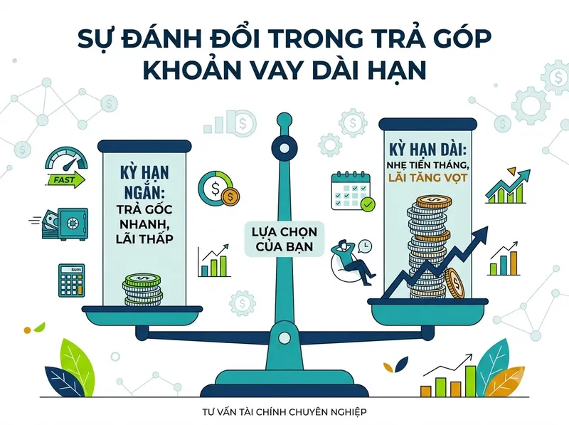 Đánh đổi giữa kỳ hạn vay và tổng tiền lãi đối với khoản vay 100 triệu
