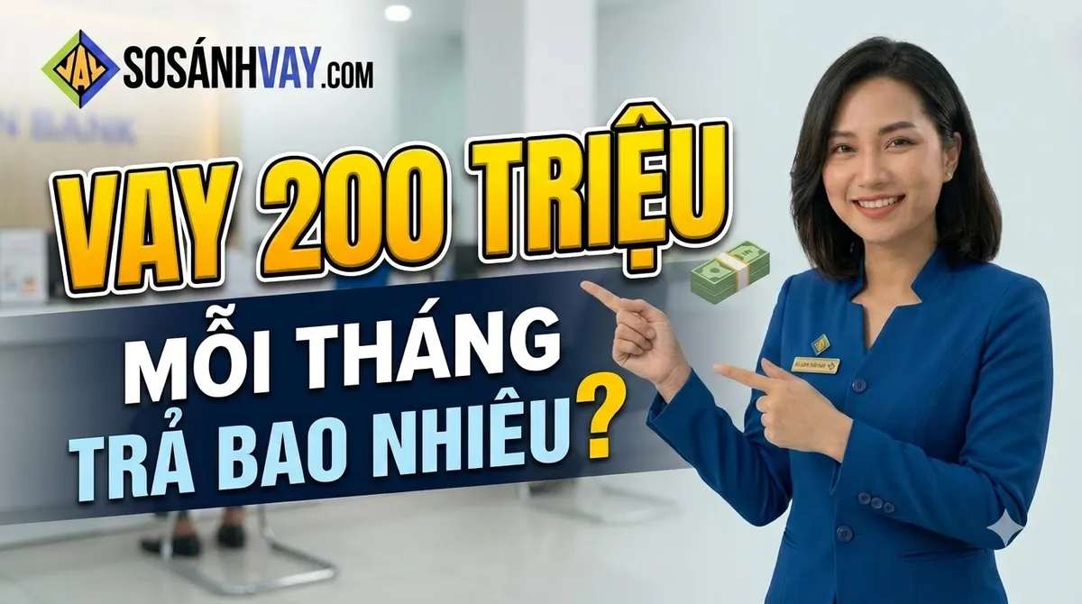 "Vay 200 triệu trả góp 24 đến 60 tháng: Số tiền trả mỗi tháng và tổng tiền lãi theo từng mức lãi suất