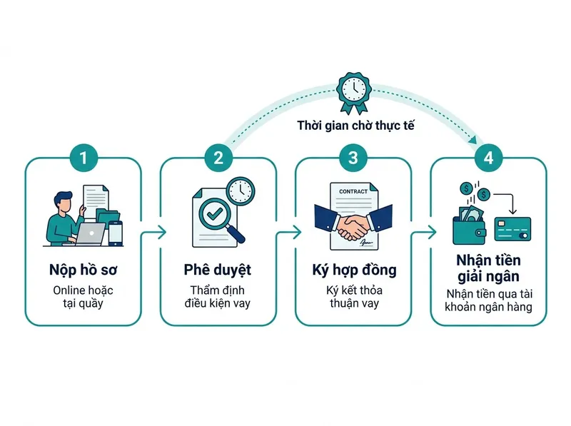 Sự khác biệt giữa thời gian có kết quả phê duyệt và thời gian thực tế nhận tiền giải ngân