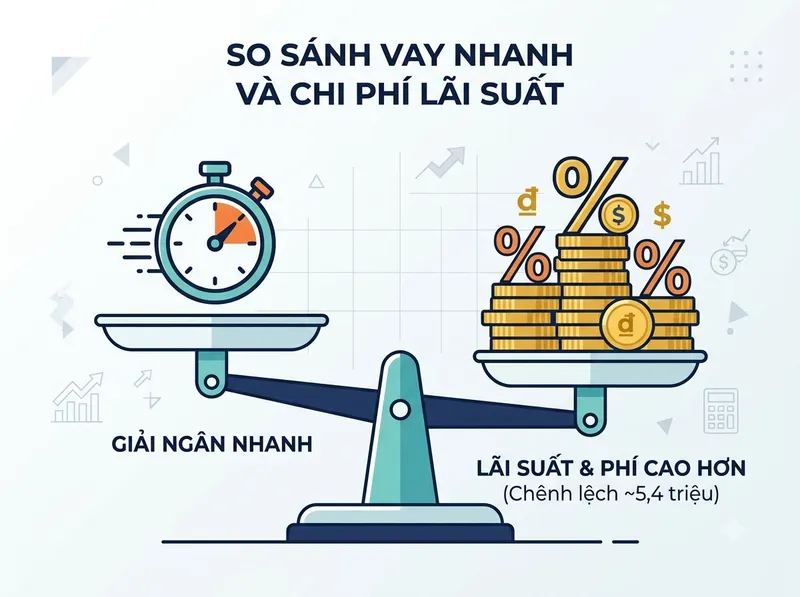 Đánh đổi giữa tốc độ giải ngân và chi phí lãi suất vay tín chấp
