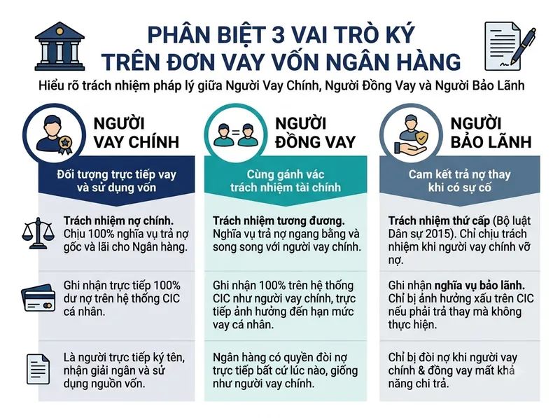 Phân biệt 3 vị trí trên hồ sơ vay: Người vay chính, người đồng vay và người bảo lãnh